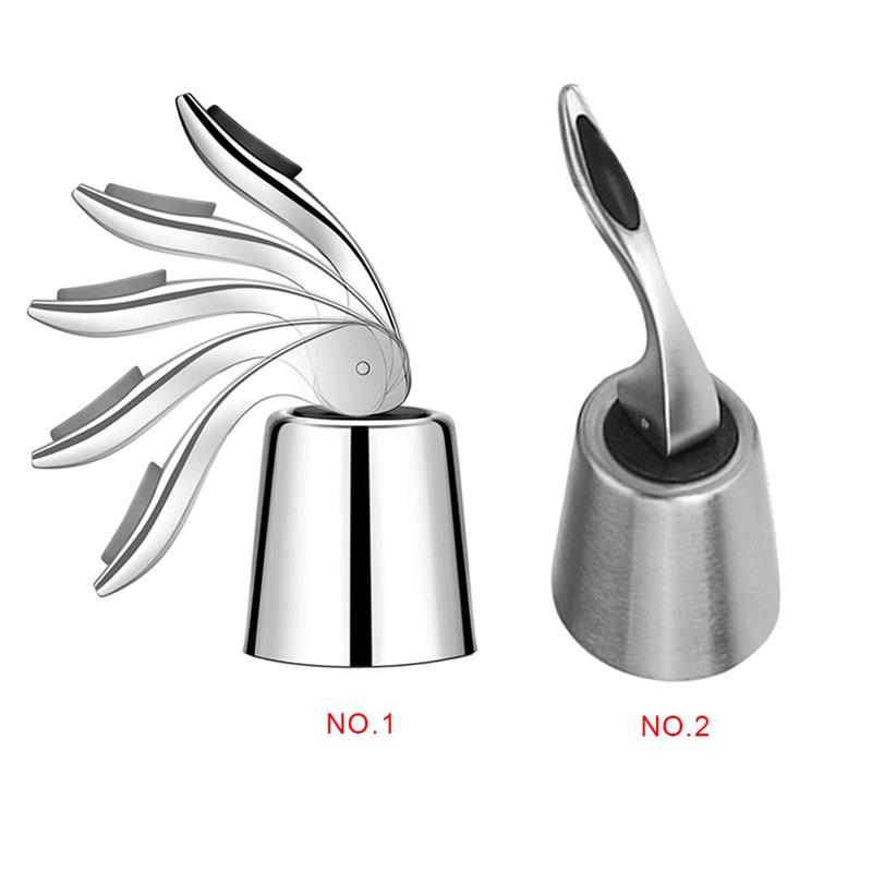 Wine Bottle Stopper Stainless Steel Reusable Leakproof Silicone Beverage Bottle Sealer Wine Fresh Saver Kitchen Bar Tools
