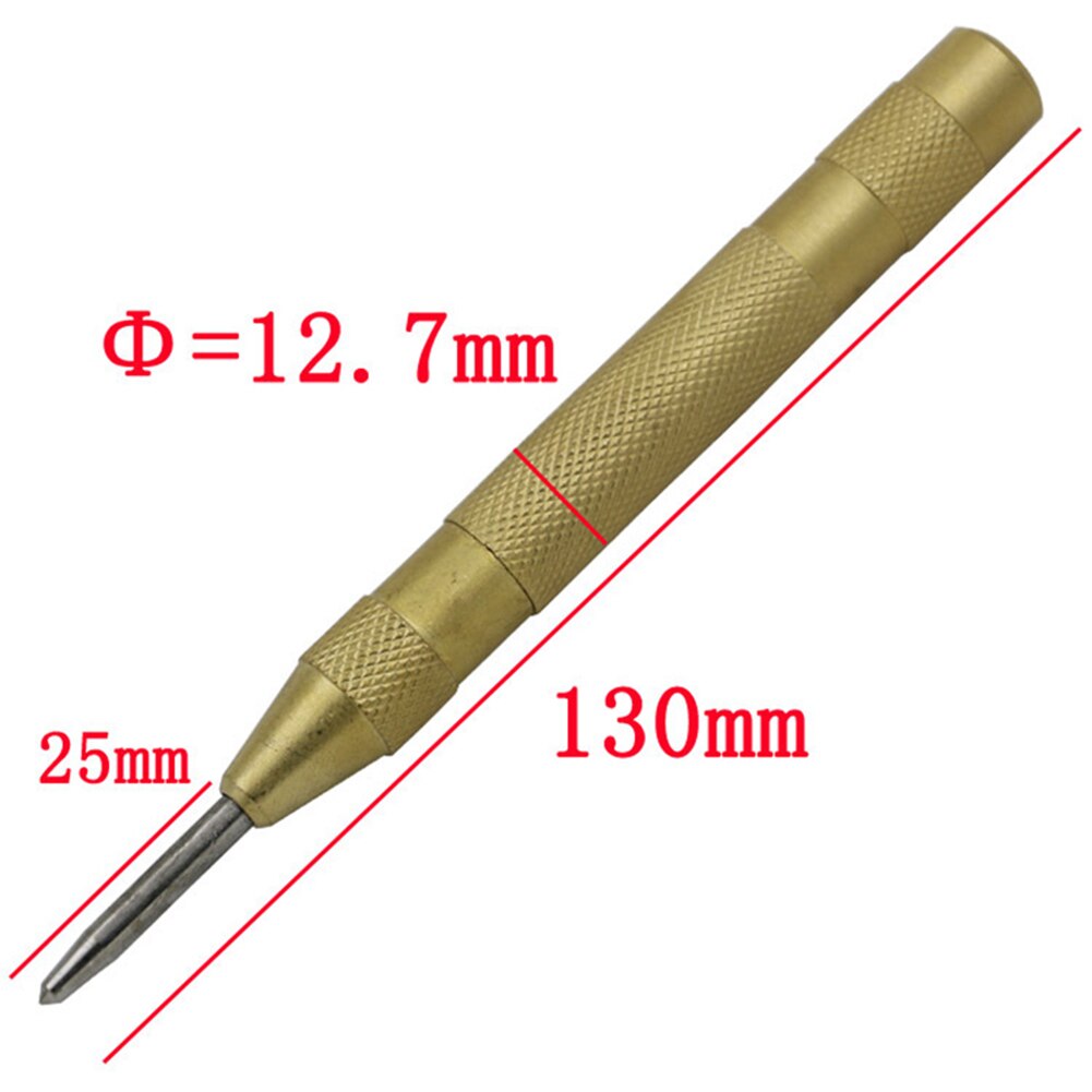 130mm 5&quot; Brass Automatic Center Punch Spring Loaded Chrome Rivet Screw Mark Hole