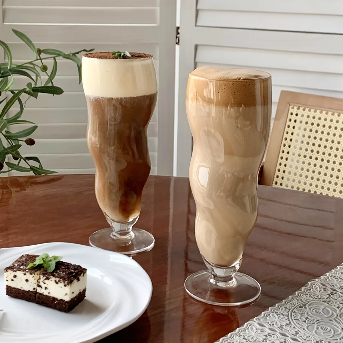 1pc 18oz bølget buet glaskop gennemsigtig tyk glastumbler personlighed kold drik juice kaffekrus genanvendeligt glas