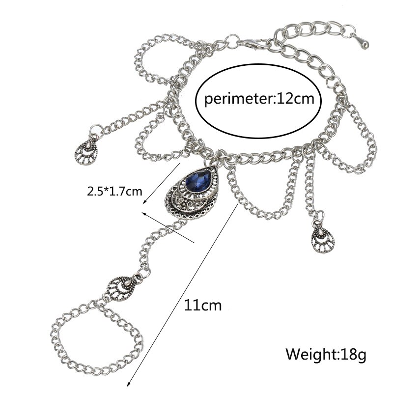 Charming Water Blue Crystal Bracelet & Bangle For Women Girls Link Chain Ring Bracelets Statement Jewelry