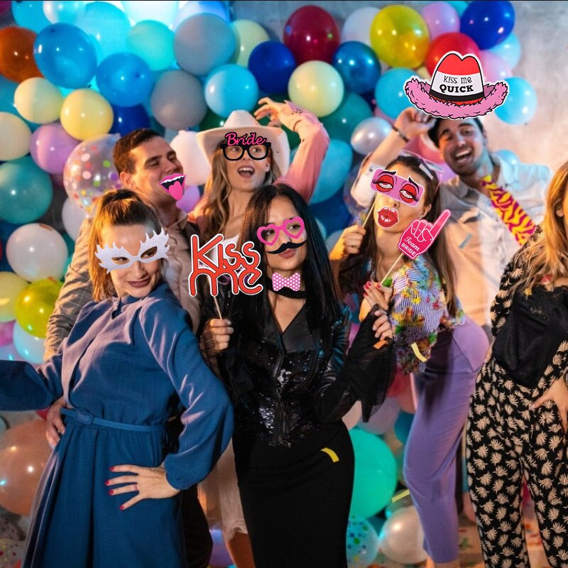 Wedding Party Photo Booth Props Mask Hat Mustache Lip Shape Photobooth Props for Bridal Shower Marriage Party Funny Decoration.8