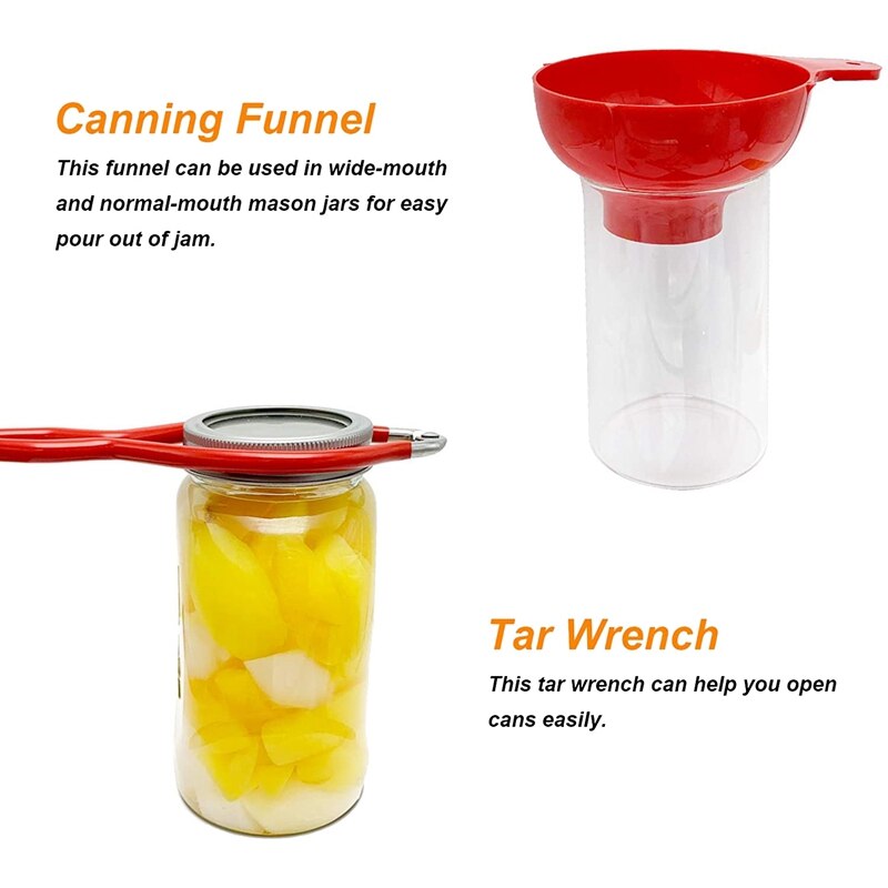 Canning Kit Tools,Jar Lifter,Jar Wrench,Lid Lifter,Canning Tongs, Measurer, Kitchen Tool Anti-Scald Clip Suit