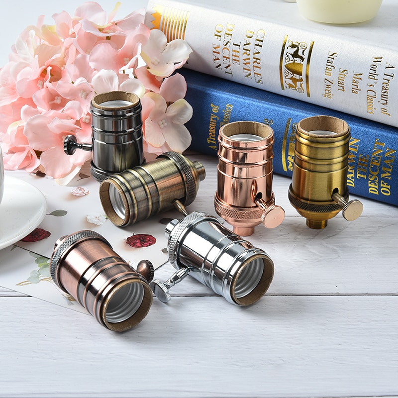 Industrielle retro anheng beslag glans lampeholdere armatur vintage lampe sokkel  e27 skrue pære base aluminium lampeholder