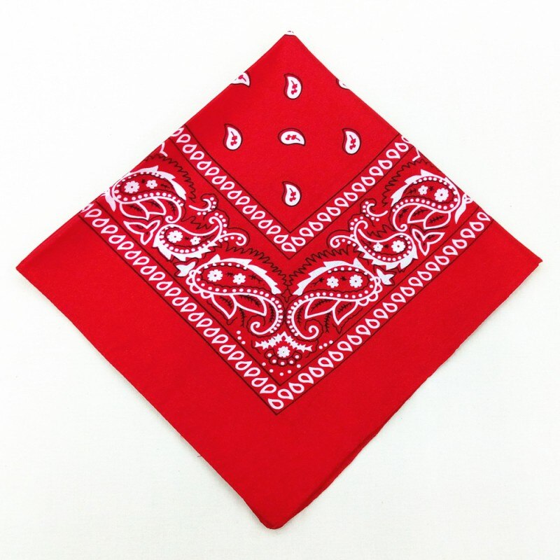 Hip Hop 100% Cotton Bandana Square Scarf Wrist Hairwrap Black Red Paisley Headband Printed For Women/Men/Boys/Girls