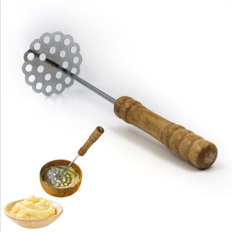 Rustfrit stål skubber / kartoffelmasker med bred moseplade til glat kartoffelmos frugtgrøntsagsværktøj trykknuser