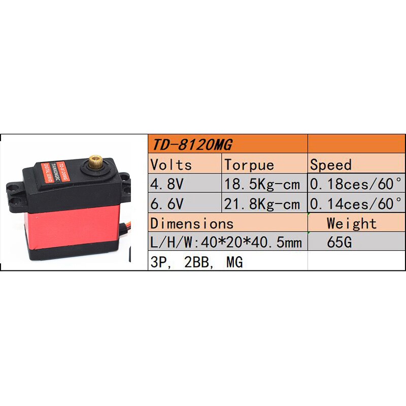 Td -8120mg waterproof metal gear digital servo with 20kg high torque 180 angles for rc remote control car model vehicle 20kg servo