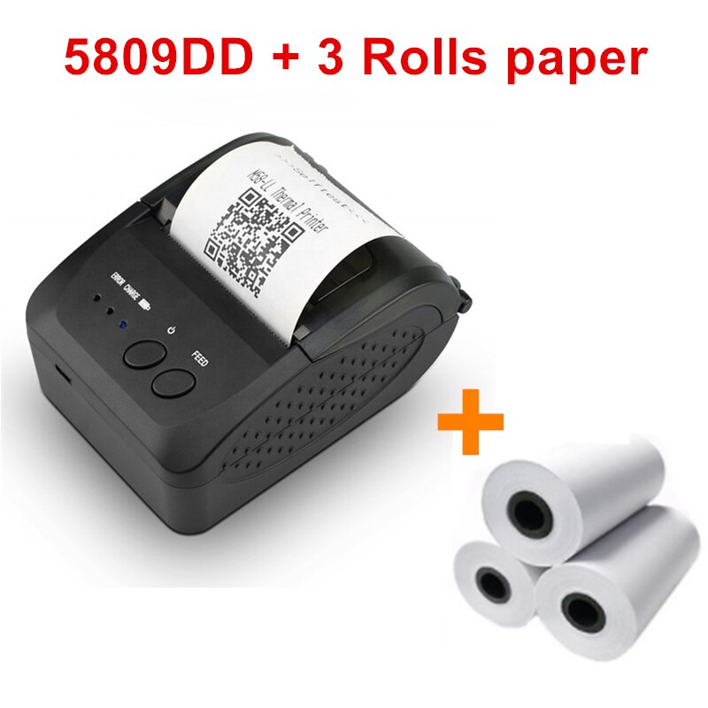 Mini imprimante de Ticket de reçu thermique sans fil d'imprimante de Bluetooth de poche pour la Machine de facture de téléphone portable 58mm pour le magasin de supermarché: 5809DD 3 Papers / Us Plug