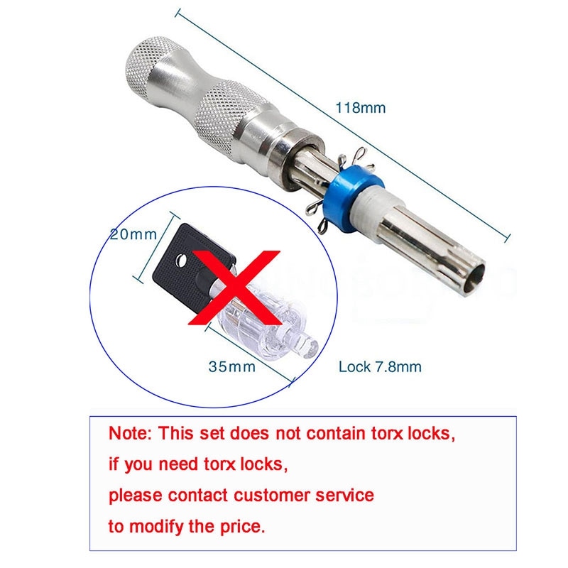For 3Pcs 7 Pins Adjustable Tubular Lock Pick Stainless Steel Scalloped Pin Relief Smith Lock Tools Full Sets tubular lock pick