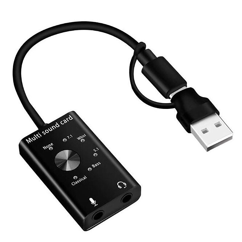 Headset 7.1 External Sound Card for Laptop USB o 3D Sound Card Microphone