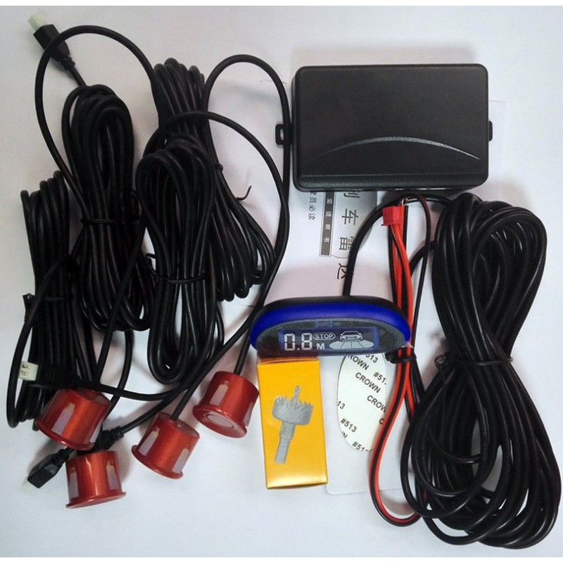 Auto Parktronic LED parking sensor with 4 sensors for parking reversing two language voice switchable detection system