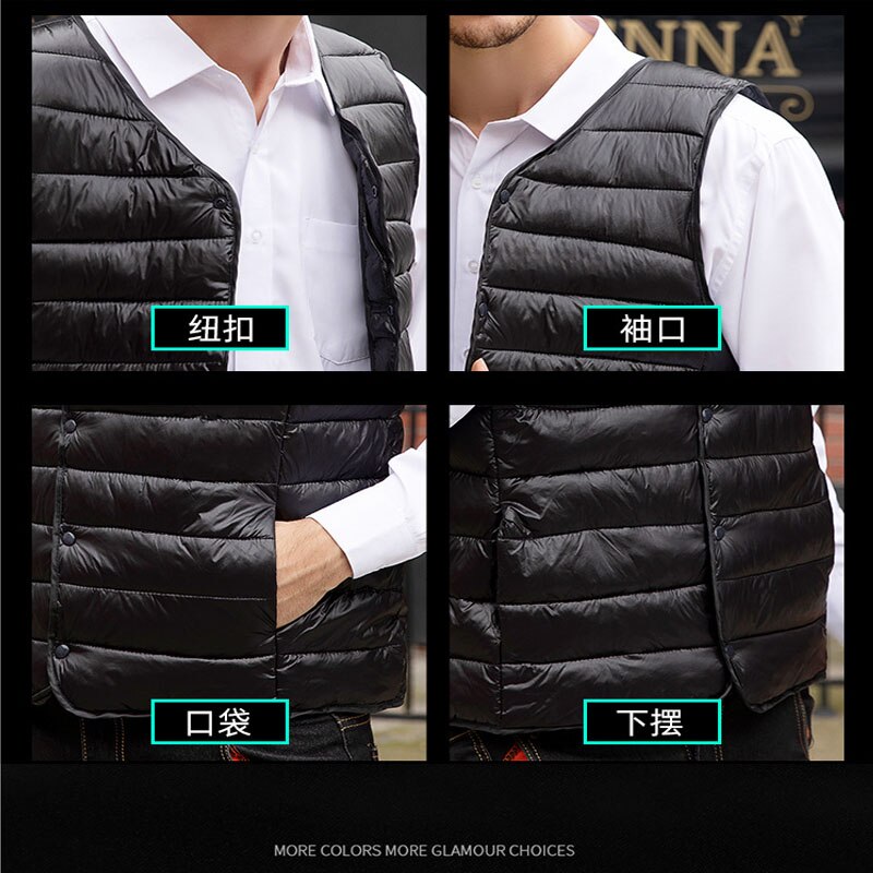 Automne coton gilet Hommes sans manches Hommes col en V gilet Veste solide mince Hommes Veste surdimensionné poche Chaqueta Hombre 4XL