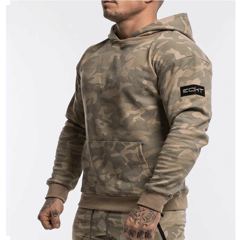 Muscle Fitness-suéter deportivo de tendencia de invierno para hombre, para correr al aire libre, entrenamiento, secado rápido, transpirable, informal, chaqueta de camuflaje, Jogger