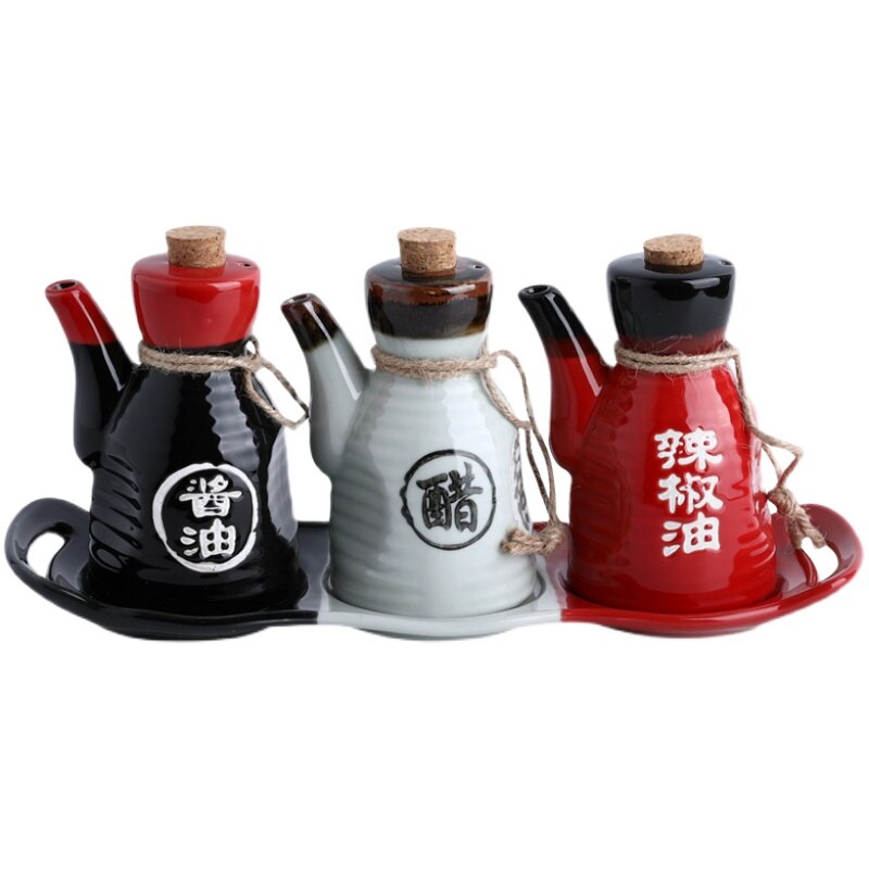Ceramic Mini Seasoning Bottle Japanese Style Oil Pot Soy Sauce Pot Vinegar Pot Restaurant Home Vinegar Bottle Dispenser ZB464