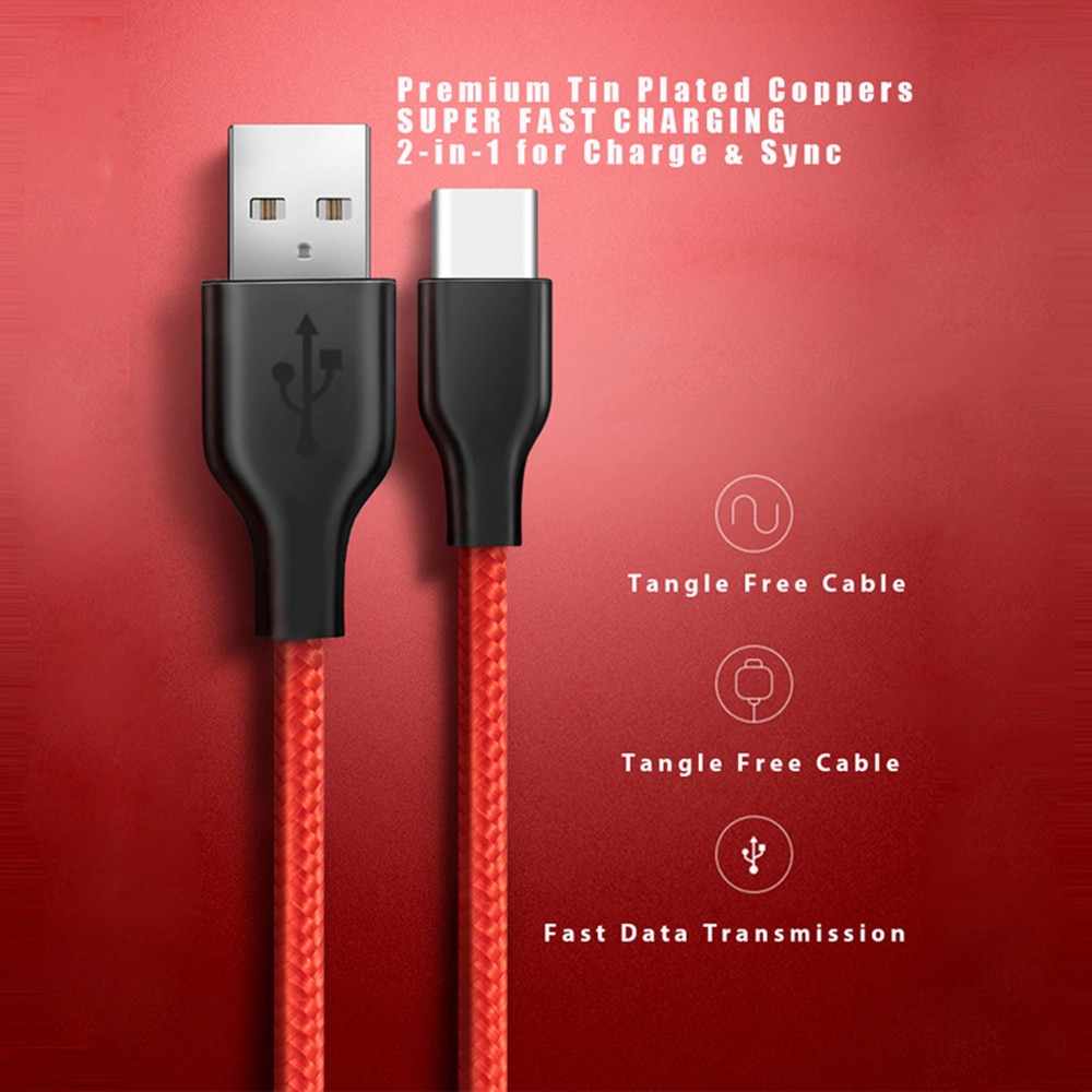 USB Type C Cable for Samsung S9/ Galaxy note9 USB C Mobile Phone Cable Fast Charging Type C Cable for Huawei USB Type-C Devices