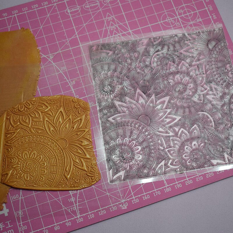 Mandala mønster polymer leire tekstur stempel ark kunst leire håndverk forsyninger sett diy preg individuelle keramikk verktøy 9 x 9cm