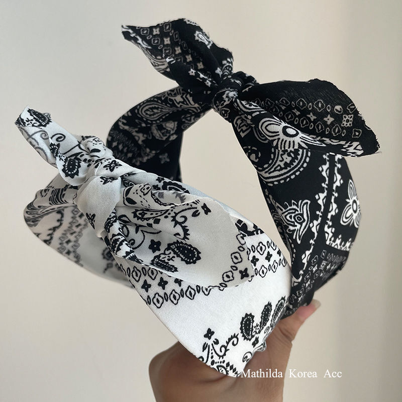 Paisley bandana hårbånd til kvinder topknyttet sløjfe pandebånd sød kaninøre turban hovedbind hårbånd pigetilbehør: Lys lilla