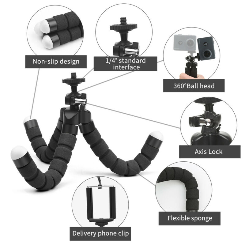 Mini trípode Flexible de pulpo, soporte de esponja, trípode de pulpo, Gorilla Pod para Gopro 10, 9, 8, 7, cámara Universal de teléfono DSLR
