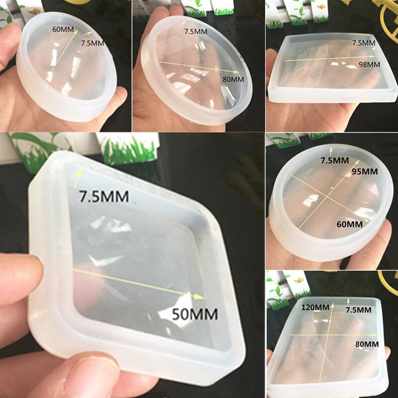 Geometric Epoxy Resin Silicone Mold DIY Round Cup Mat Pad Handmade Crafts Making Molds Transparent Square Round Mirror Mould