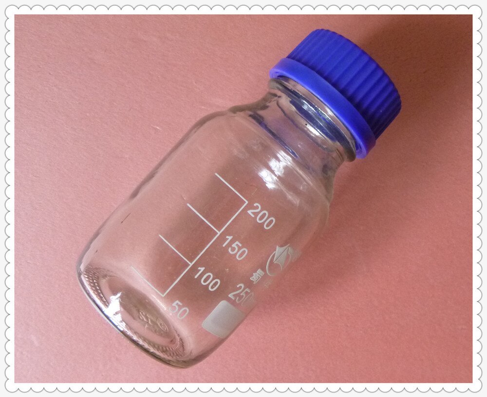 250ml,Glass Reagent Bottle w cap,Transparent,Graduation 200ml,Boro 3.3 labware