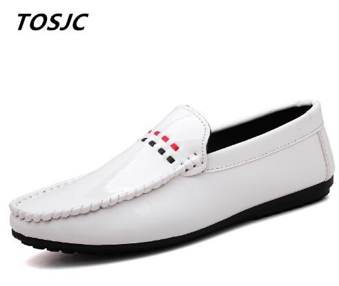 Tosjc man letvægts loafer fritidssko hvid farve slip-on blødt læder åndbart kørefodtøj til man 001
