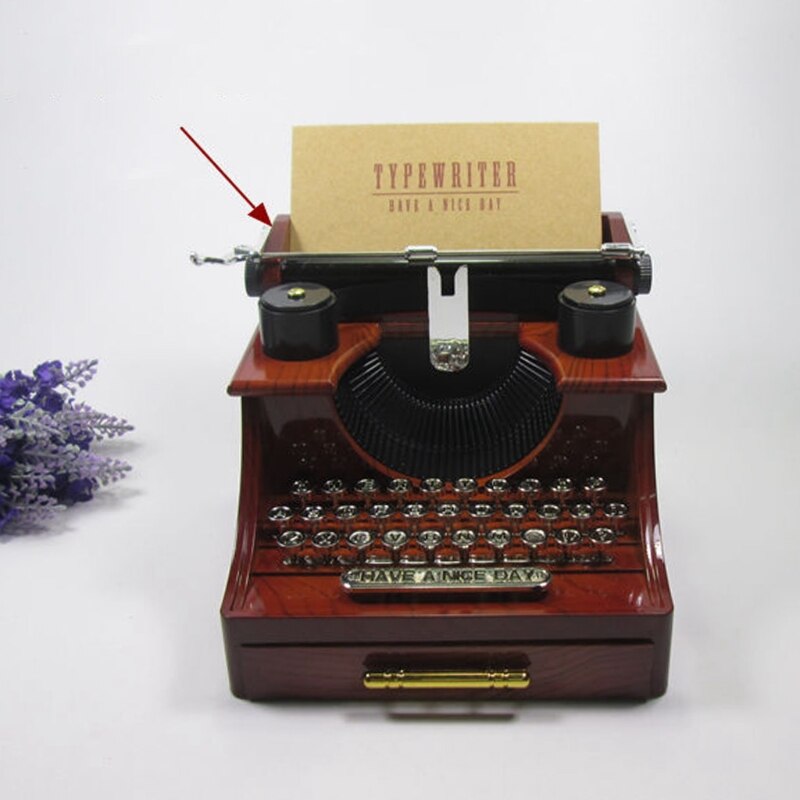 Caja de música de máquina de escribir Vintage, cajas musicales antiguas, juguete mecánico para de cumpleaños, Q6PD