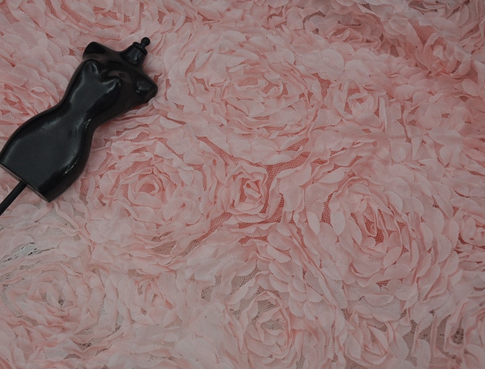 Roze wit chiffon rose peones kant doek gordijnstof