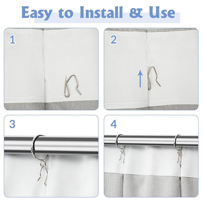 50/100 Uds. Ganchos de Metal para cortinas, pasadores de gancho plisado con caja transparente para cortina de ventana, cortina de puerta y cortina de ducha