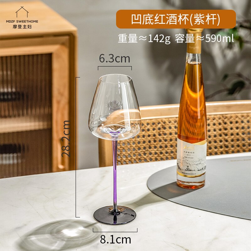 Copas de vino de cristal de alta gama, copa de champán, whisky, cerveza, vasos para beber, boda, Boba, Bar, , hogar: purple 1 pcs 590ml