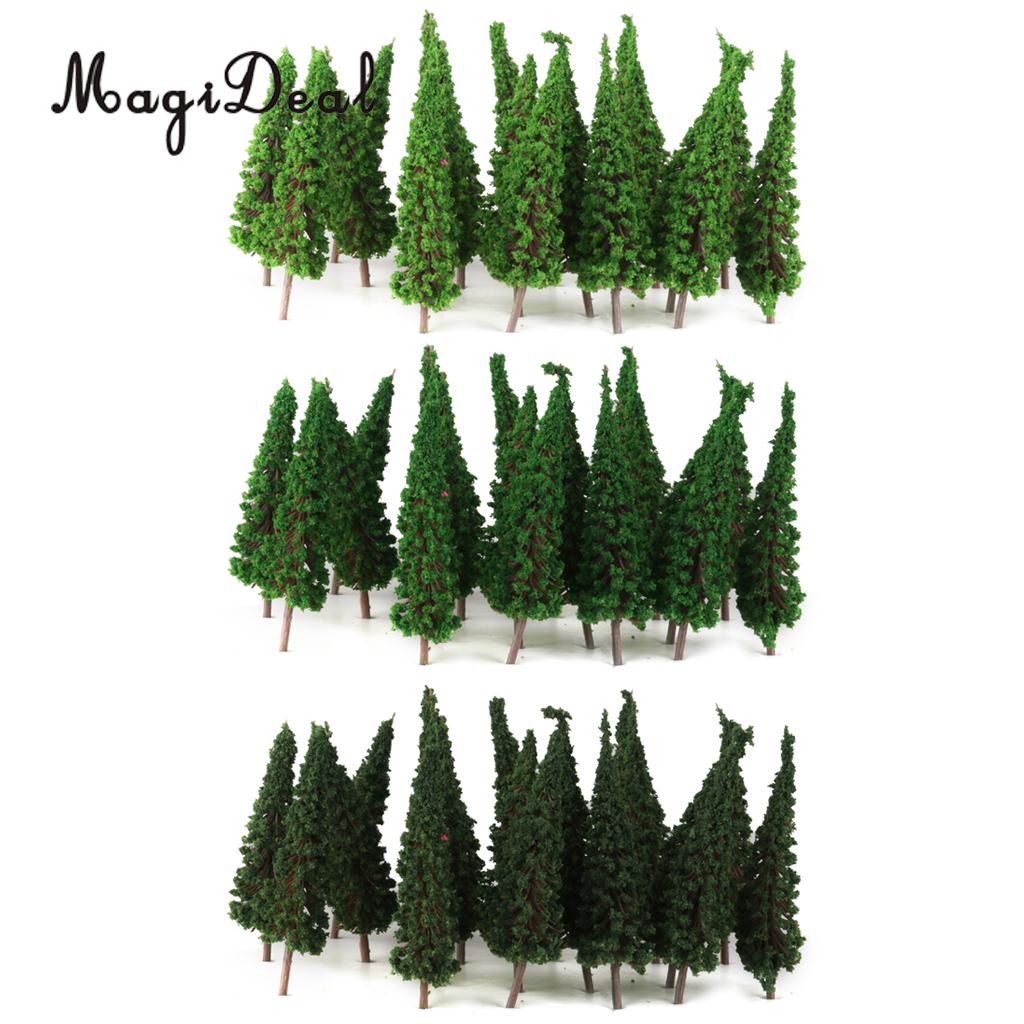 Magideal 50Pcs Pagode Bomen Trein Spoorweg Landschap 1/100 Donker Groen Voor Model Landschap Building Mini Schaal Speelgoed