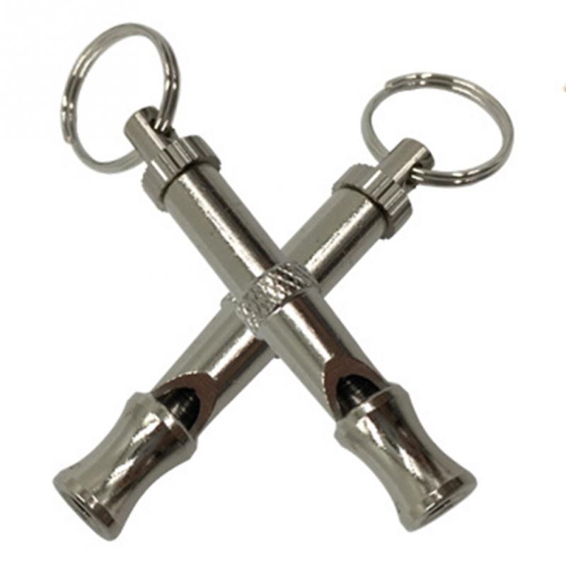 Sifflet à deux tons pour chien et chat, 2 pièces, flûte ultrasonique, anti-aboiement, répulsif sonore ultrasonique, entraînement, porte-clés