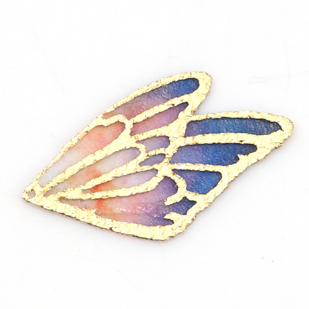 DoreenBeads-colgantes de tela de ala de mariposa, accesorio Multicolor, Morado, azul y verde, 30mm(1 1/8 ") x 18mm( 6/8"), 5 unidades