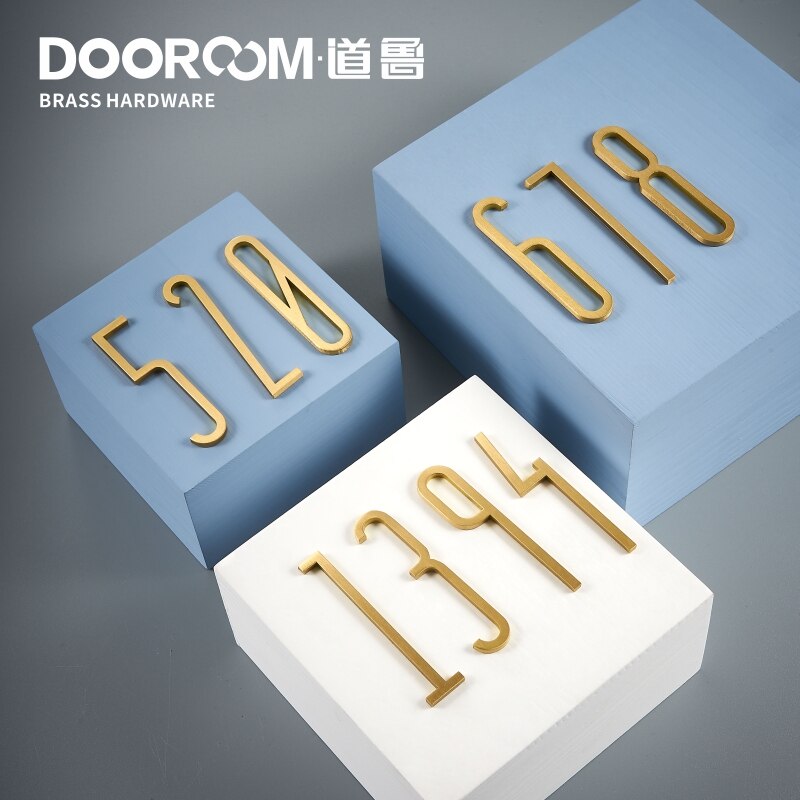 Dooroom dígitos creativos de latón, placa de puerta, número de casa, número de habitación, número de piso de Hotel, decoración de Villa, letrero, 0-9