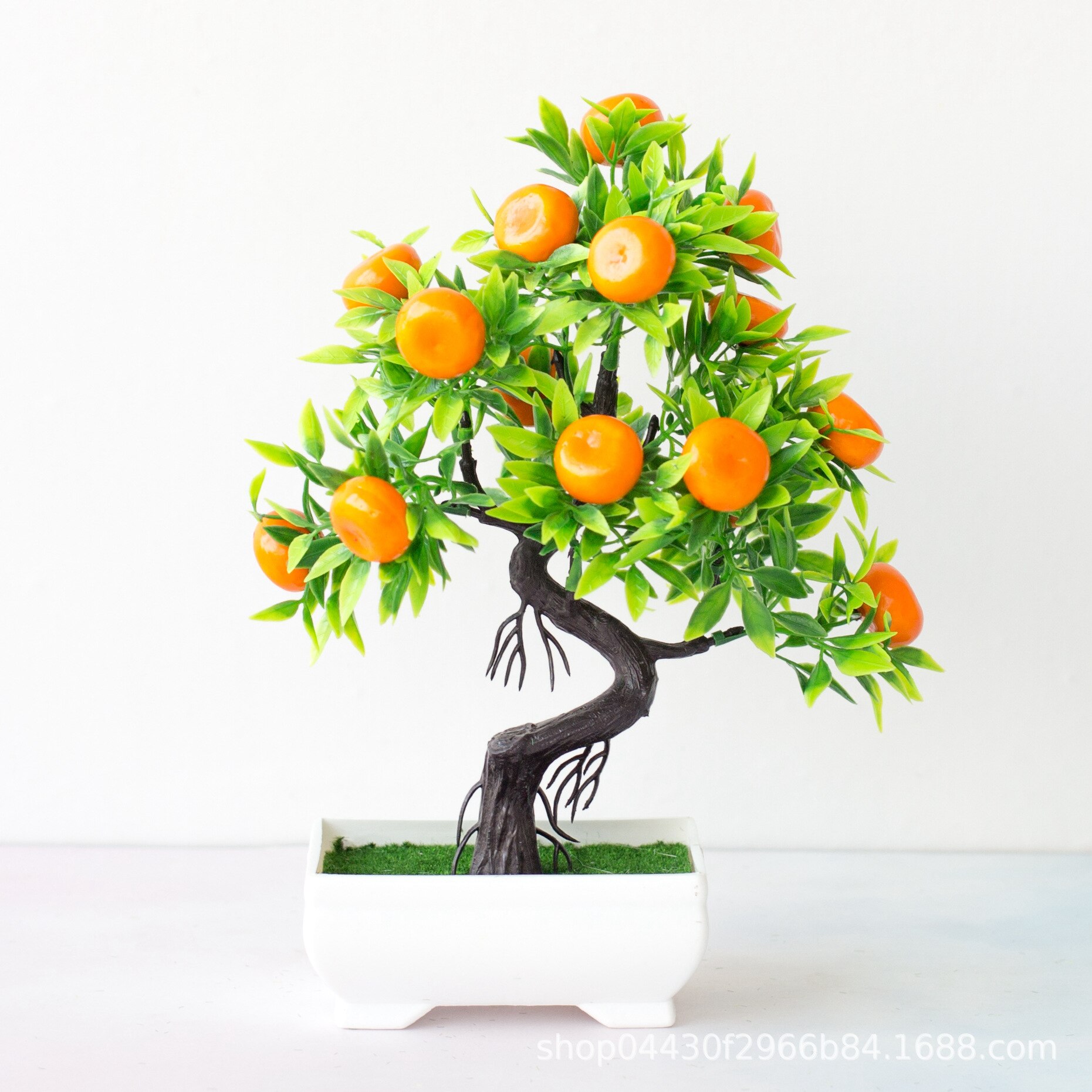 Kunstige planter bonsai simulering plast appelsin frugttræ potteplante potte ornamenter til hjemmet have hotel fest indretning: 15 hoved orange