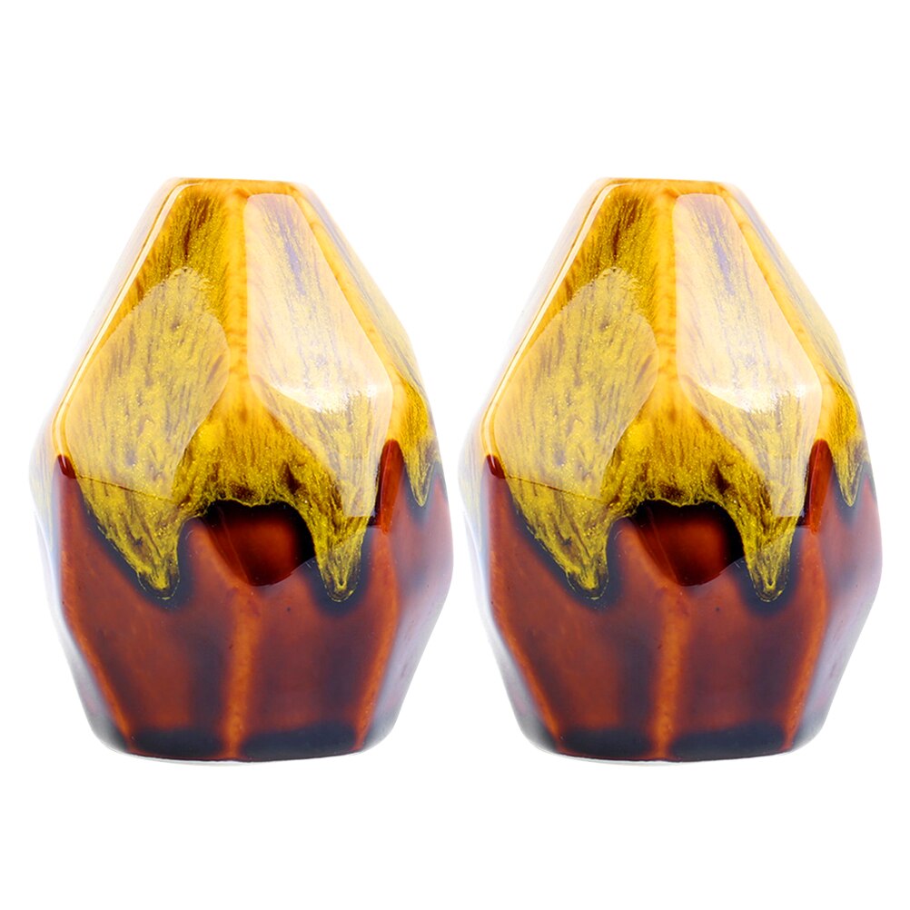 2pcs Multi-faceted Ceramic Vase Table Flower Arrangement Flower Vase Desktop Decoration for Office Hotel Home: Yellow