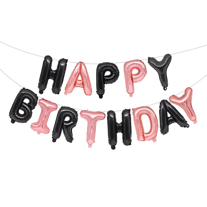 Ballons joyeux Anniversaire or Rose 13 pièces, ballon avec lettres en aluminium, décoration de fête d'anniversaire pour enfants et adultes, ballons à Air pour Anniversaire de mariage: rose gold black