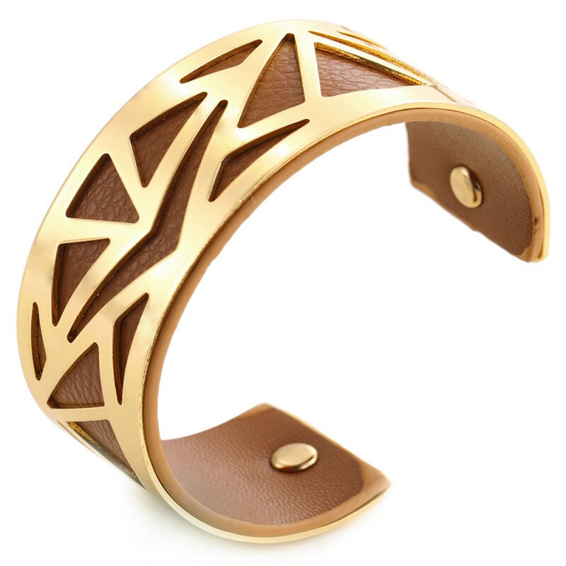 16 cores manguito pulseira de couro slivery ouro cor pulseira georgette indiano jóias pulseiras amor pulseiras para mulher femme vimio: brown 2