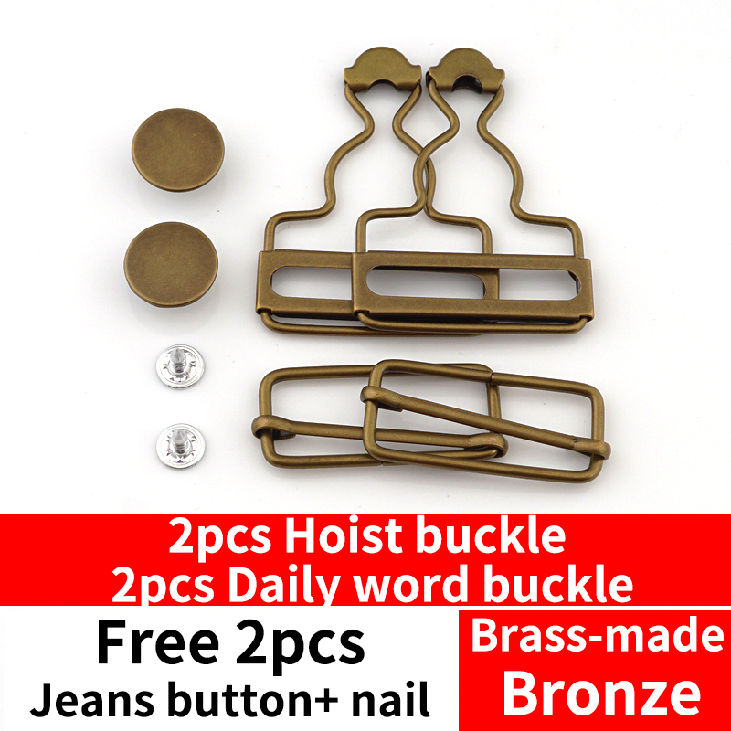 2set Pants Overalls Jeans Brace Clips Metal copper Button Suspenders Buckle Gourd Fastener Rivets Clothes Sewing Accessories Bib: Bronze 2set / id 4.5cm