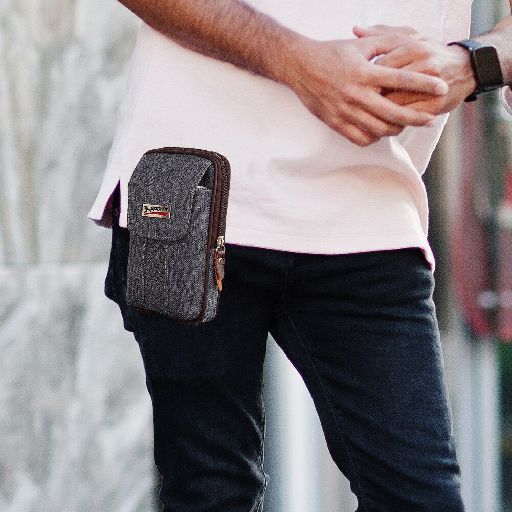 Bolso de cintura de Fanny Casual para hombre, bolso de bolsillo de lona, pequeño teléfono móvil para viajes al aire libre, decoración de negocios