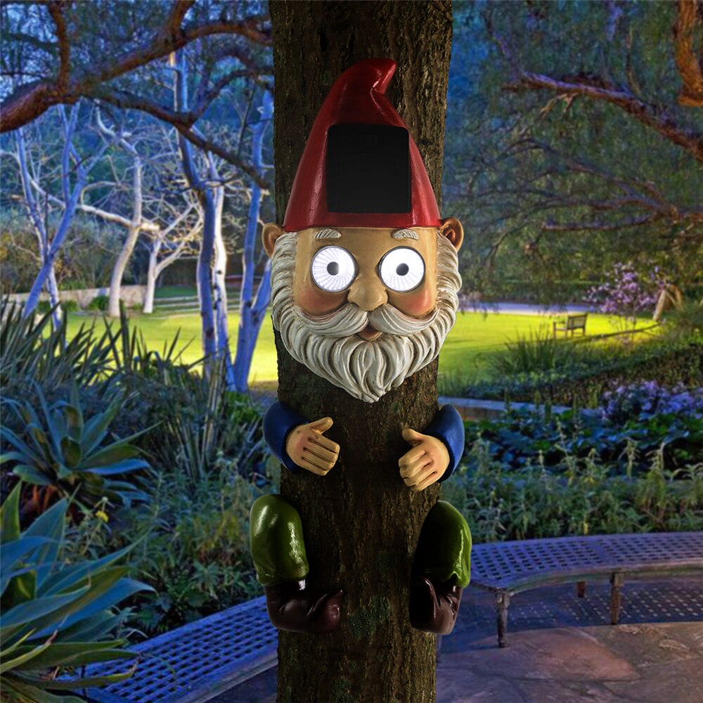 Goodeco Boom Decoratie Tuin Opknoping Beeldjes Outdoor Jardin Standbeeld Solar Gnome Sculptuur Boom Hugger Tuin Decor Ornament