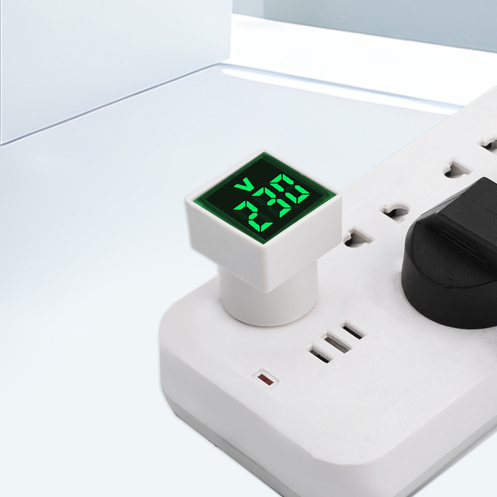 Ac 220v 50 ~ 500v led digital ac voltmeter indikator eu stik led digital ac voltmeter indikator strømforsyning spændingstest monitor