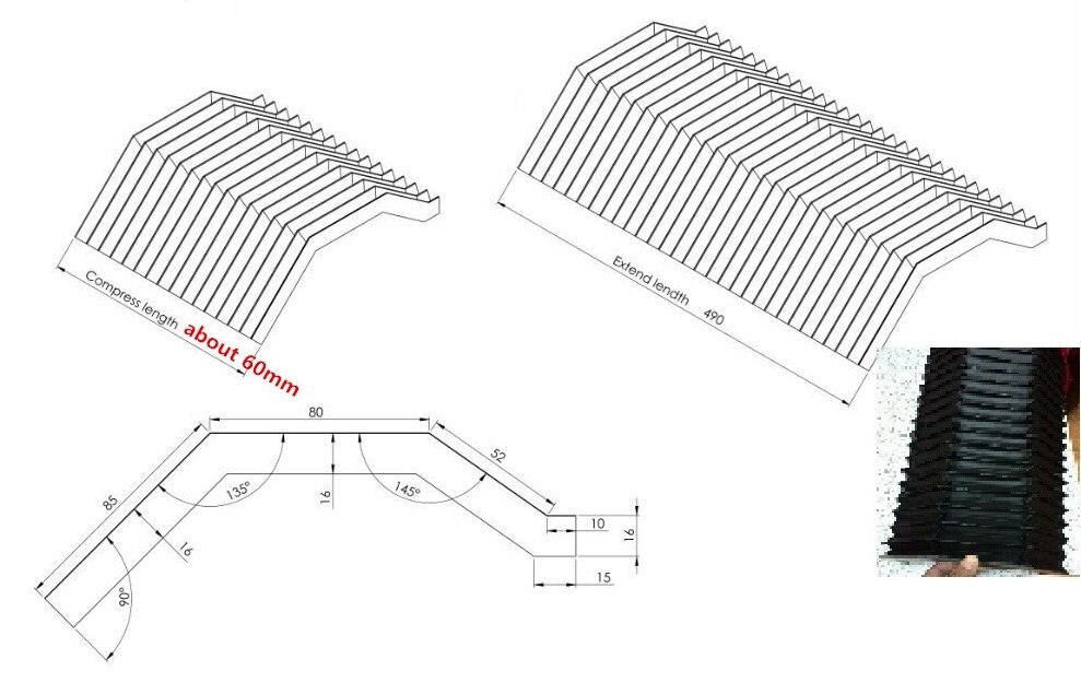 Couvercle de protection Flexible, 85 mm x 80 mm x 52 mm x Lmax 490 mm