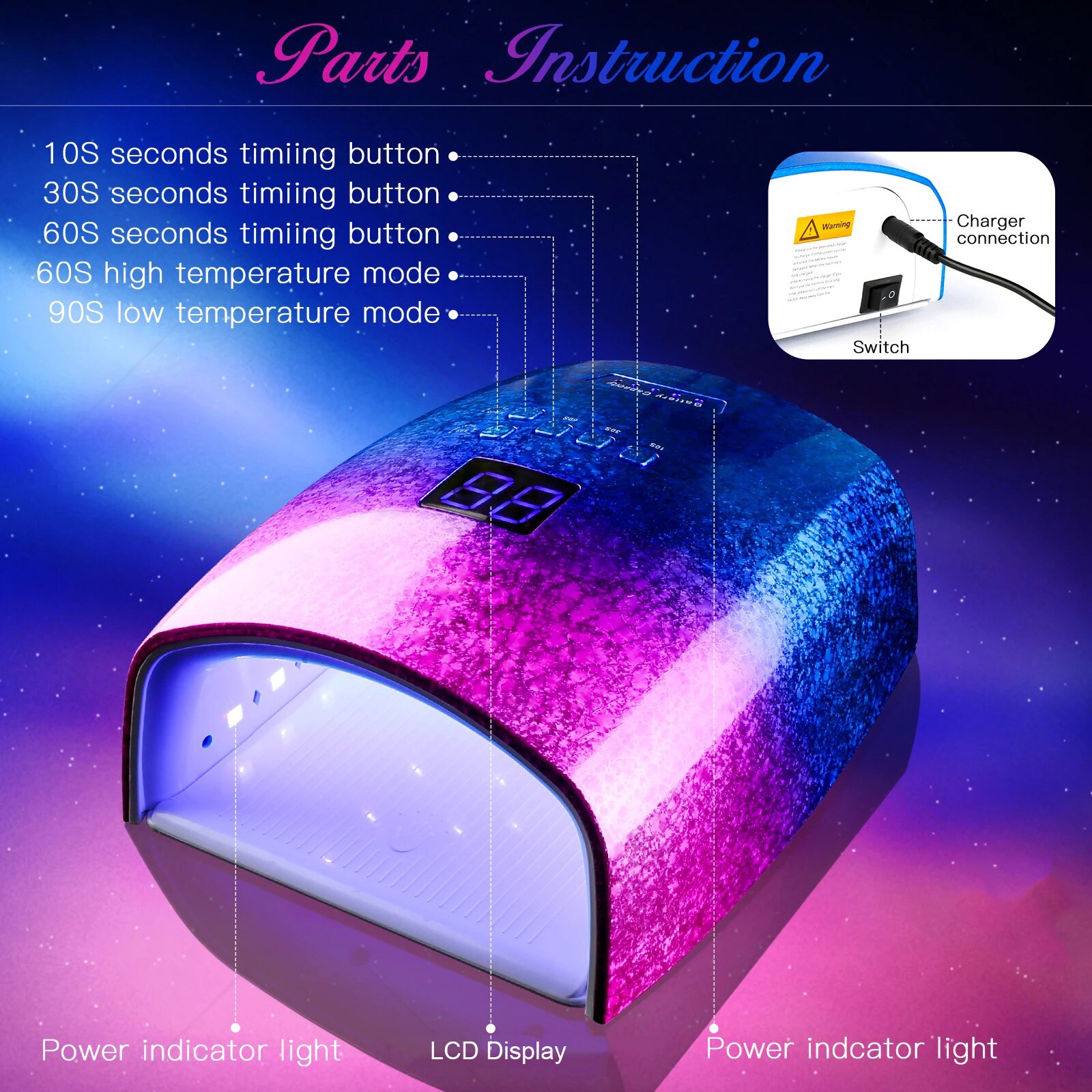 S10 Wiederaufladbare Nagel UV Lampe 48W Drahtlose Gel Polnisch Trockner Maschine UV Licht kabellos LED Lampe für NäGel