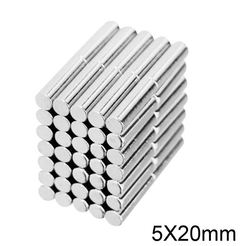 5 ~ 100 Stuks 5X20 Mm Zeldzame Aarde Magneten Diameter 5X20 Mm Kleine Ronde Magneten 5mm X 20 Mm Permanente Neodymium Magneten Sterke 5*20 Mm