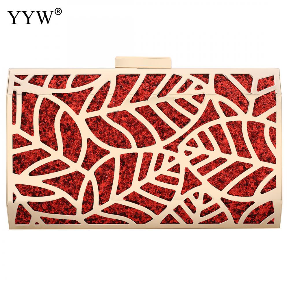 Zink Legierung Kupplung Taschen Für Frauen Abend Tasche Frauen Neue Berühmte Elegante Geometrische Kette Schulter Tasche Kasten Kupplungen: rot