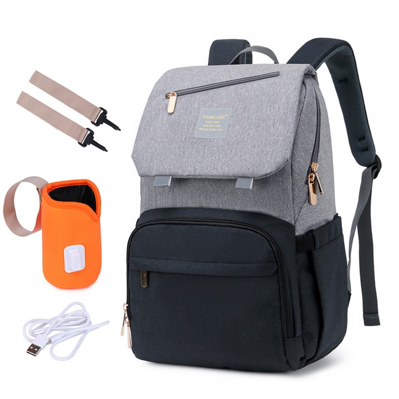 Mochila GRANDE para pañales de viaje, bolso para cambiador de bebé Mon, bolsa de pañales de enfermera para cochecito, mochila de maternidad, organizador de cochecito: black 2