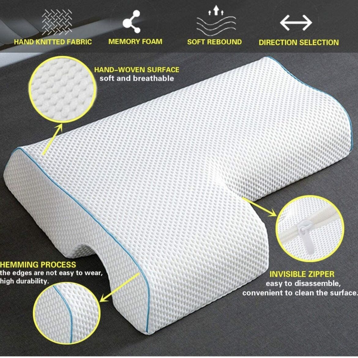 Koppels Kussen Ademend Memory Foam Kussen Voor Arm Rest Gebogen Cuddle Anti Hand Druk Kussen Voor Koppels Slapen Geheugen