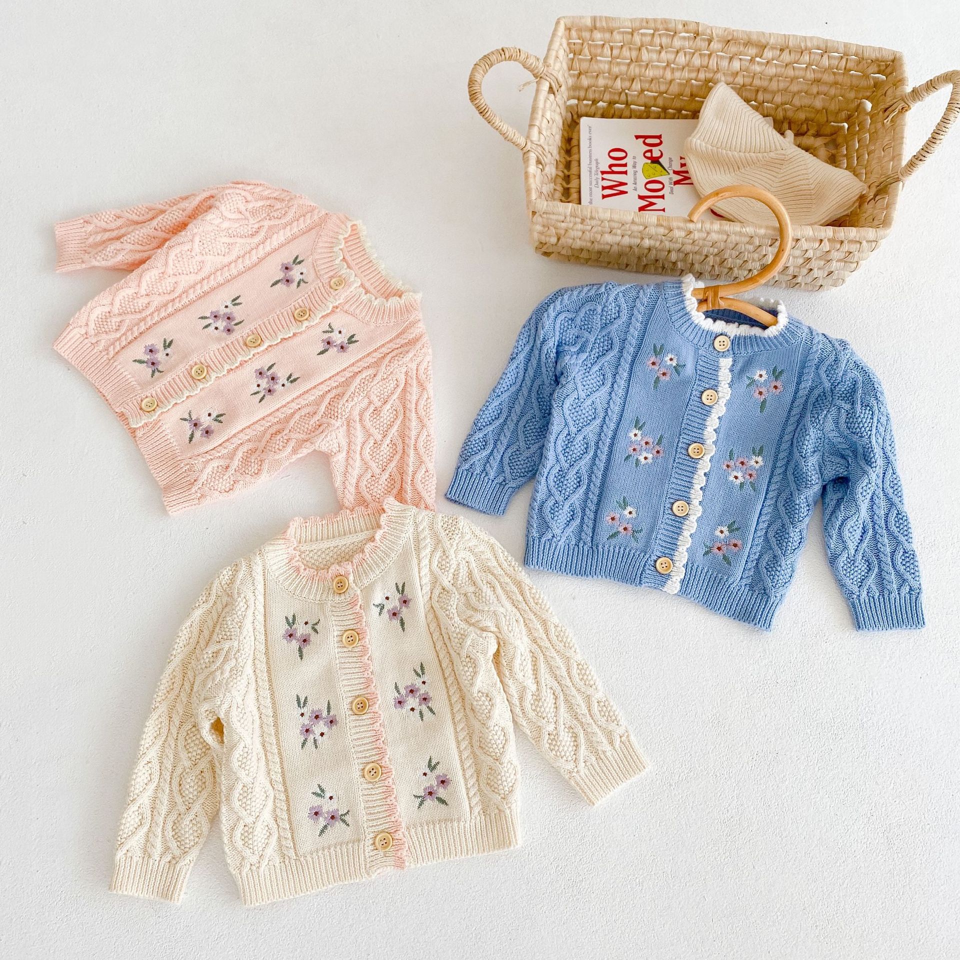 0-24M Pasgeboren Kind Baby Jongens Meisjes Kleding Herfst Winter Warm Bloemen Trui Vest Leuke Gebreide Jas Knitwear kinderen Trui