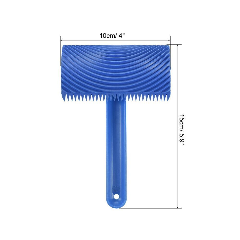 Blue Rubber Wood Grain Paint Roller DIY Graining Painting Tool Wood Grain Pattern Wall Painting Roller with Handle Home Tool