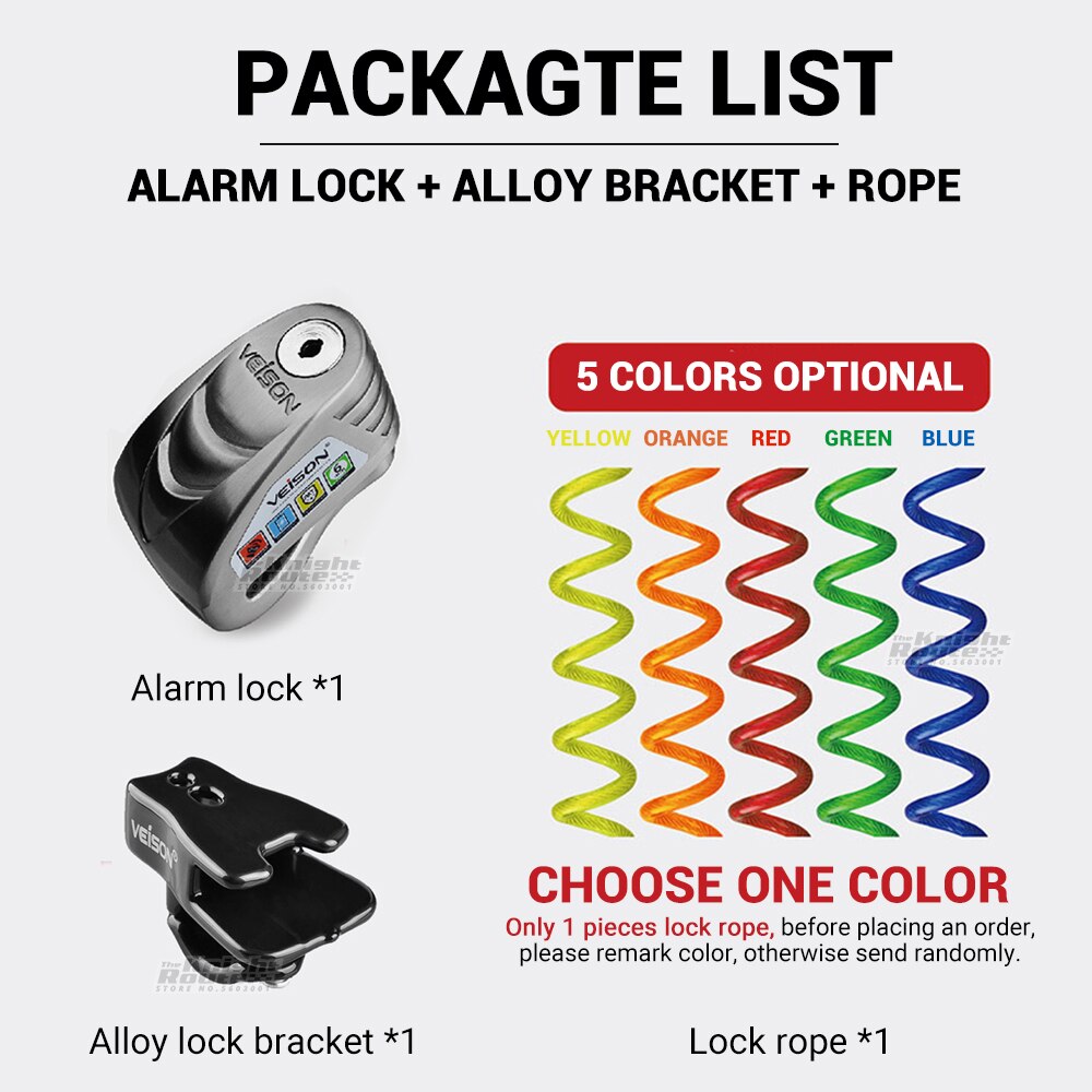 VEISON – alarme pour moto, cadenas étanche, pour Scooter, disque, antivol, accessoires: ALLOY SL D SET
