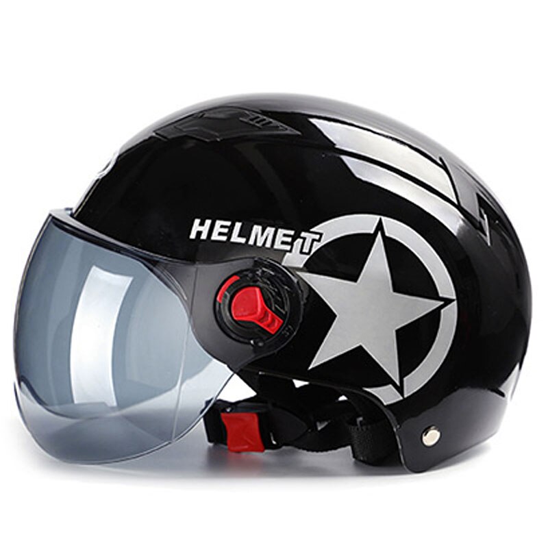 3/4 Open Face Helmet Motorcycle Half Face Helmet Unisex Bike Motorcycle Scooter Head Protector Sunscreen Lens Anti UV Helmets: Black